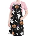 thumbnail image 5 of Halloween Ghost Pumpkin Apron-Garden Aprons for Women with Pockets-Cotton Linen Waterproof Kitchen Cooking Gardening Aprons Adjustable for Kitchen,Cooking,BBQ and Salon 32"x27", 5 of 7