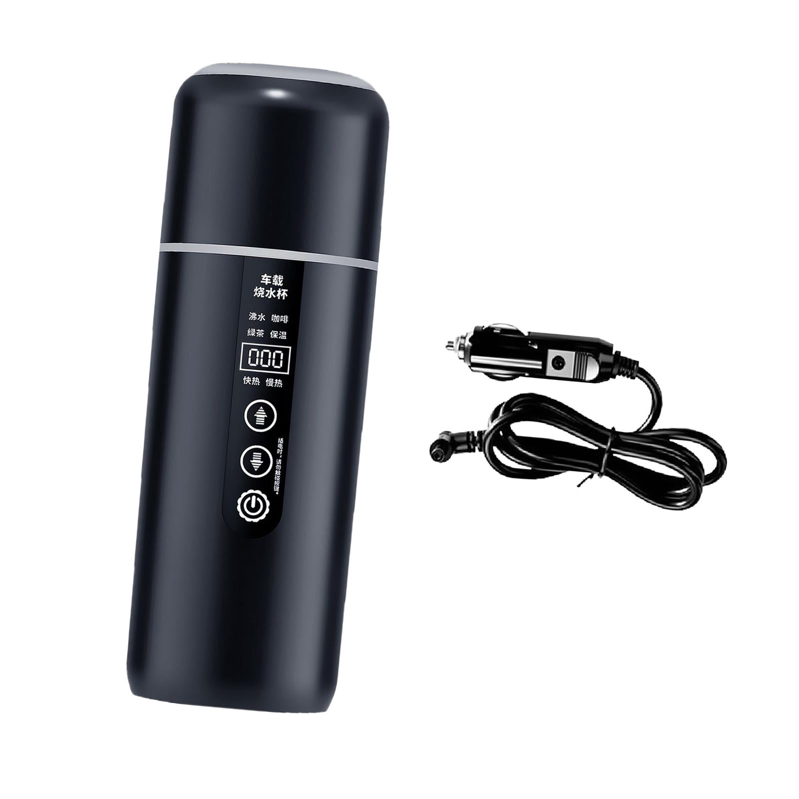 Fiocias 12V 24V Car Kettle Boiler Car Heated Mug Portable Travel Electric Kettle Heating black