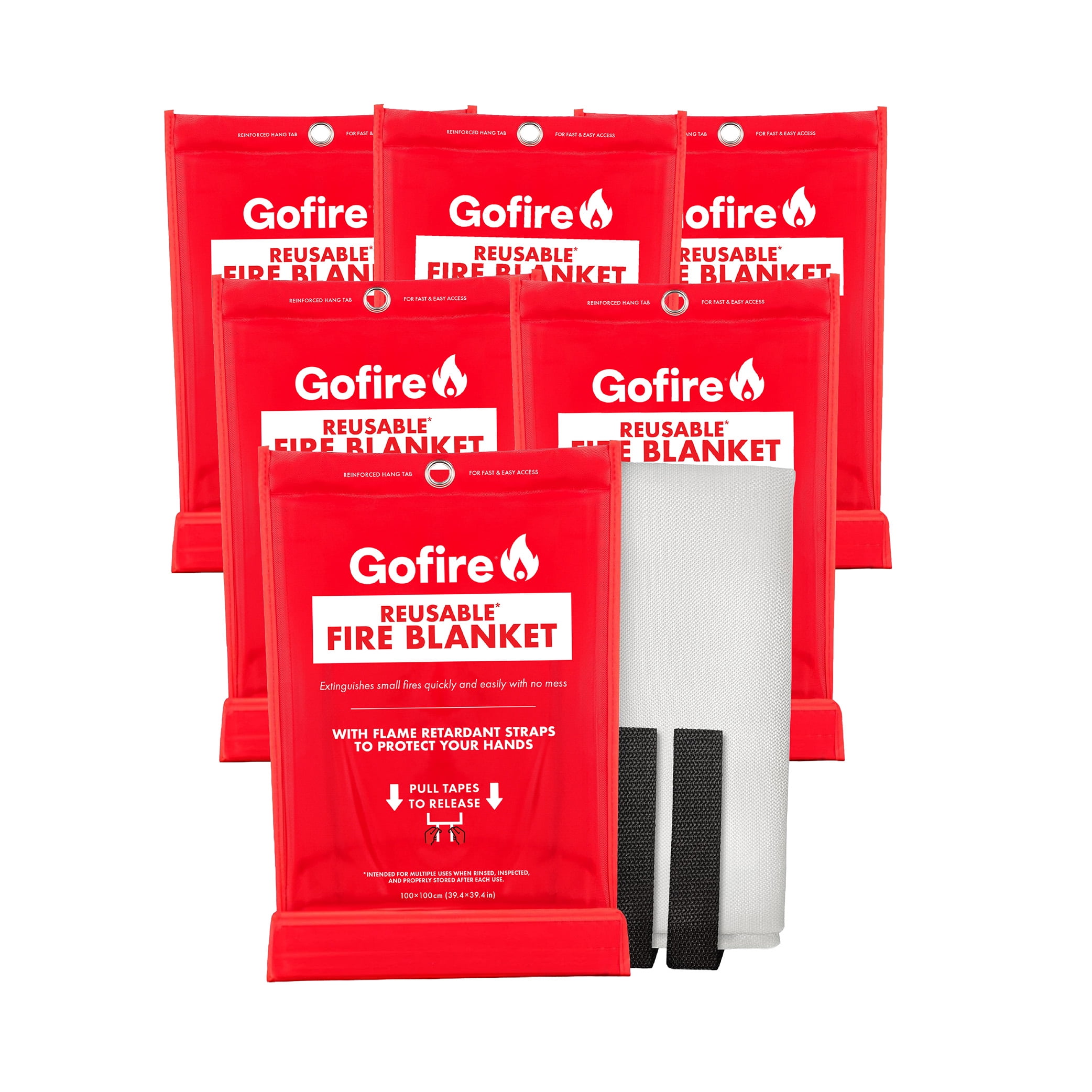Gofire Fiberglass Fire Blanket 39x39 inches Emergency Suppression - 6 Pack