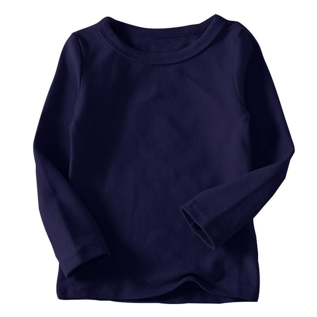 LOVZFMLL Hauts pour Tout-Petites Filles, T-Shirt de Pyjama à Manches Longues à Col Rond Uni Décontracté Essentiel Polyvalent pour Tous les Jours Superposition, Vêtements d'Automne 1-2 Ans Vêtements pour Filles