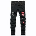 thumbnail image 2 of Gibobby Boy's Pull On Jeans Cute Star Baggy Denim Pants Elastic Waist Straight Wide Leg Jeans for Teen Boys(Hot Pink,8-9 Years), 2 of 7