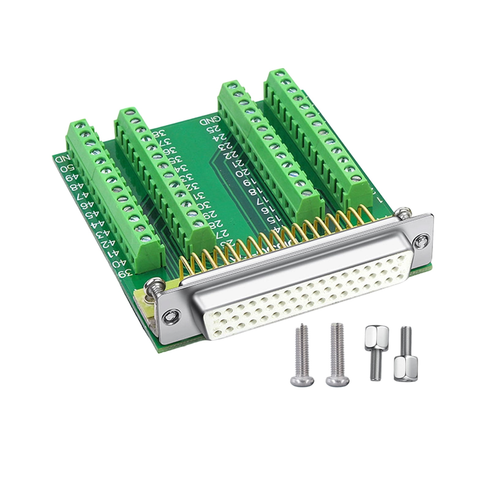 DB50 50Pin Male Female Port DB50 50Pin Mounting Terminal Block Adapter with Bolts Nut Hardware Accessories