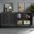 thumbnail image 6 of Tcbosik Farmhouse Sideboard Buffet Cabinet with Storage, 60" Kitchen Storage Cabinet, Coffee Bar Cabinet with Adjustable Shelves and 4 Doors, Accent Cabinet for Kitchen, Living Room, Black, 6 of 10