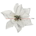 thumbnail image 3 of 10Pcs Glitter Poinsettia Flowers Christmas Tree Ornaments, Artificial Poinsettias Bushes Christmas Decorations for Xmas Holiday Wedding , 5.2-inch, 3 of 8