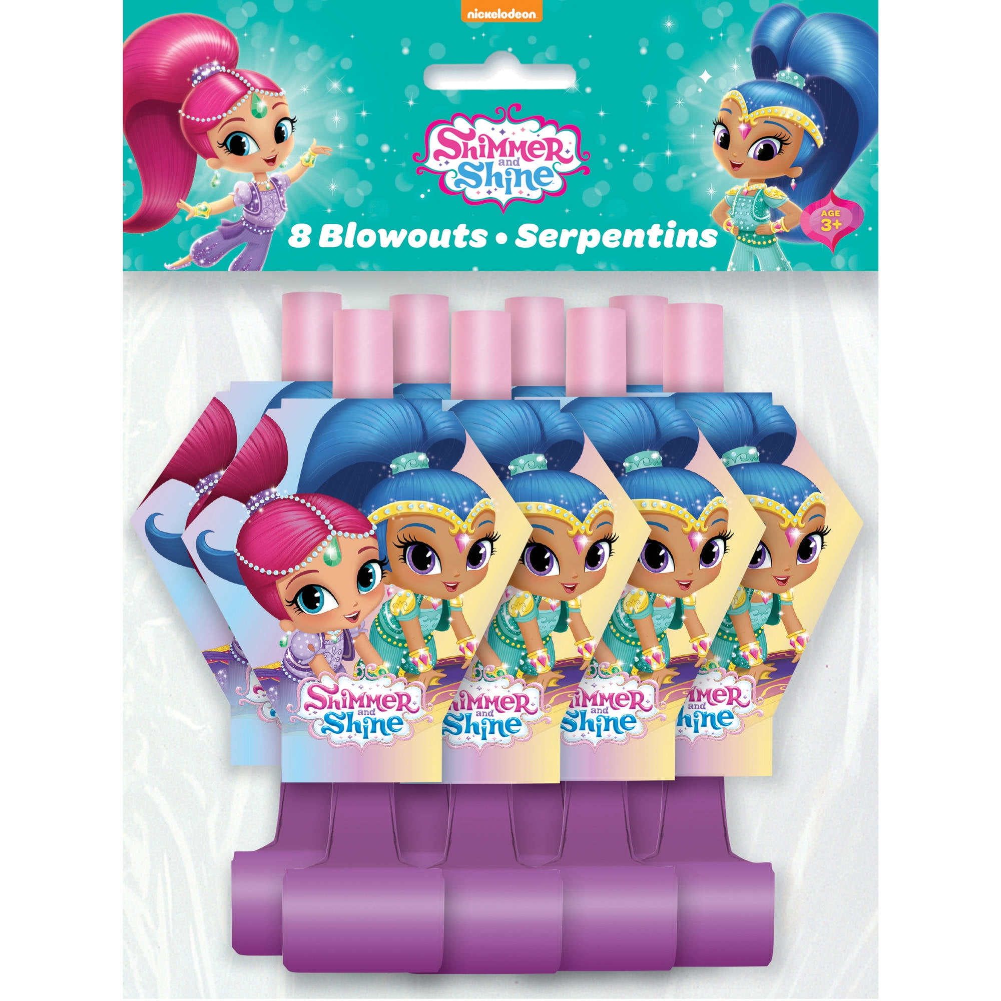8 SHIMMER AND SHINE BLOWOUTS ~ Birthday Party Supplies Favors Nickelodeon Pink 