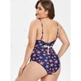 thumbnail image 4 of Estampado de estrellas, talla grande, corte posterior, traje de baño Rosegal  de una pieza, 4 of 5