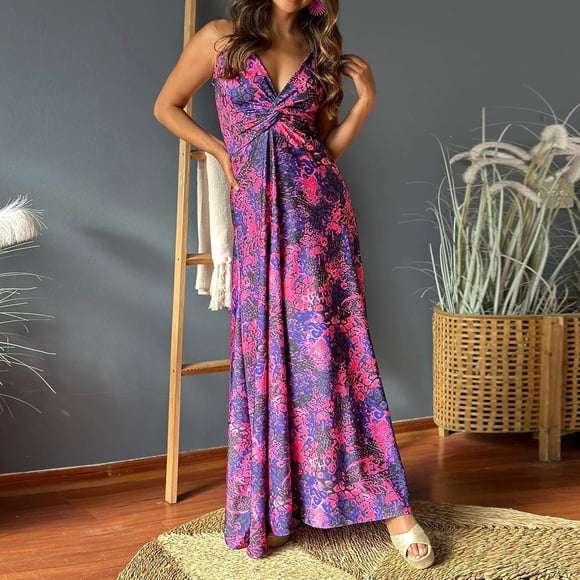 Baikeli Clearance Dresses for Women 2024 Women's Fashion Printing Camis Sleeveless V-Neck Dresses Womens Dressas