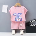 thumbnail image 2 of CAUYDY Toddler Girls Short Sets Outfits Short Sleeve T-Shirt Tops and Elastic Shorts Sets 2Pcs Baby Girl Clothes Set kids For 6 12 18 24 Months 3T 4T 5T (Sizes 4-5 Years,H03-Pink), 2 of 6
