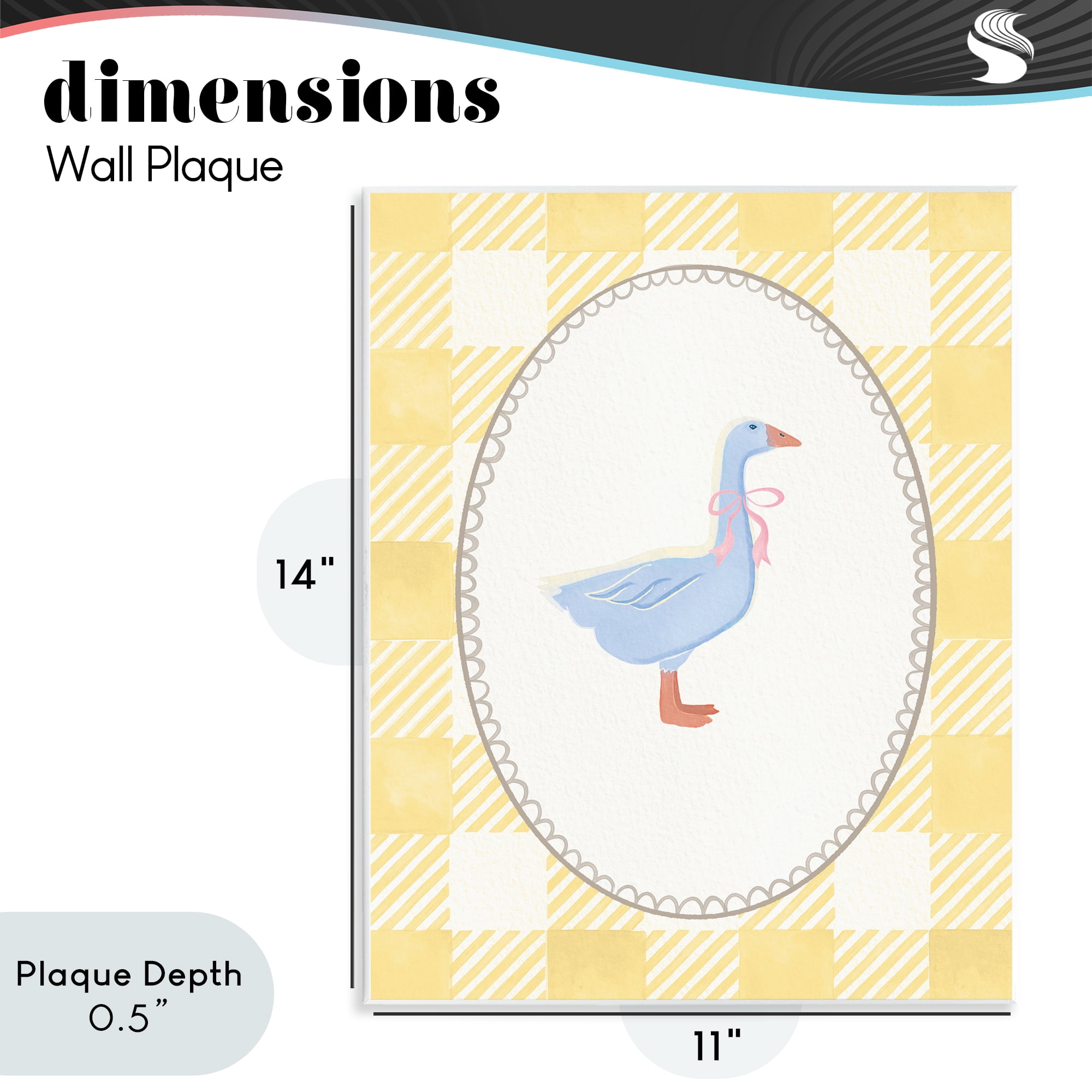 Stupell Industries Little Goose on Yellow Gingham Wall Plaque Art, design by The Paper Curator