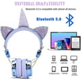 thumbnail image 5 of Qearfun Kids Headphones, Wireless Headphones for Toddler Unicorn Cat Ear Headphones for Boy Bluetooth Headphones with Mic Adjustable Headband, over on Ear Headset for Smartphones/School/Tablet/PC, 5 of 7