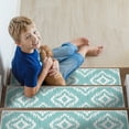 thumbnail image 3 of SussexHome Tetra One Design 9" X 28" Stair Treads - 70 % Cotton Anti-Slip Carpet Strips for Indoor Stairs-Easy to Install Stair Treads with Double Adhesive Tape-Safe, Extra-Grip, 7-Pack-Teal, 3 of 9