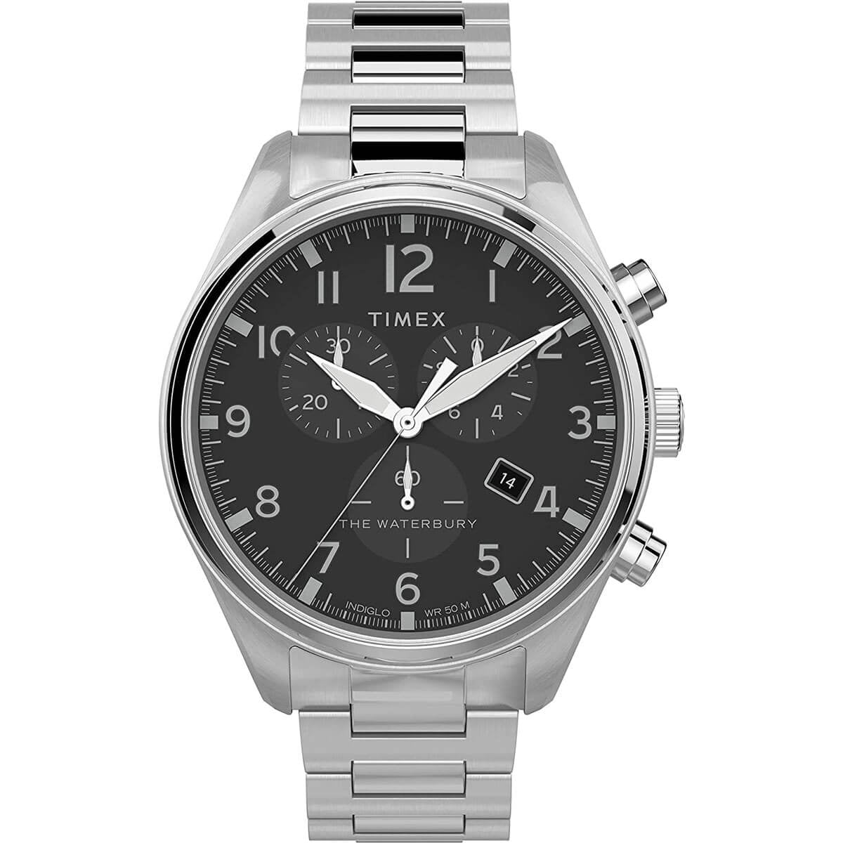 Timex Timex TW2T70300VQ Men's Waterbury Chronograph Black Dial Watch