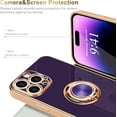 thumbnail image 6 of Compatible with iPhone 14 Pro Case Ring Holder for Women Girls, Finger Rotating Kickstand Magnetic Car Stand Soft Bumper Cover, Shockproof Phone Case for iPhone 14 Pro 6.1 inch, Dark Purple, 6 of 15