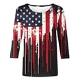 thumbnail image 5 of Xdegoge 4th of July Patriotic T Shirt for Women USA American Flag Three Quarter Sleeve Crewneck Stars And Stripes Happy Labor Day Graphic Print Breathable Summer Tops, 5 of 6