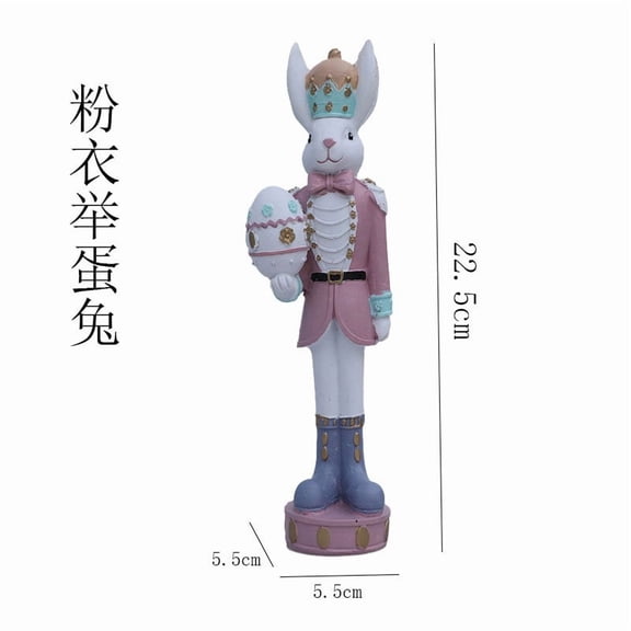 Easter Bunny Nutcracker 8.8inch Resin Rabbit Figurine Holding The Easter Egg Hand-Painted Bunny Collectible Statue Tabletop Ornaments for Spring Holiday Party Decor