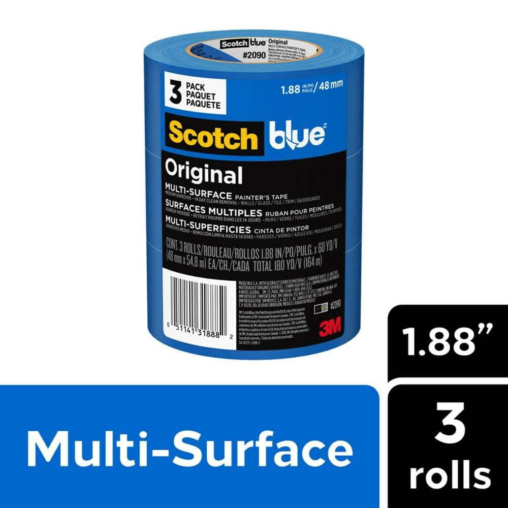 Original Multi-Surface Painter's Tape 3" Core, 1.88" x 60 yds, Blue, 3/Pack