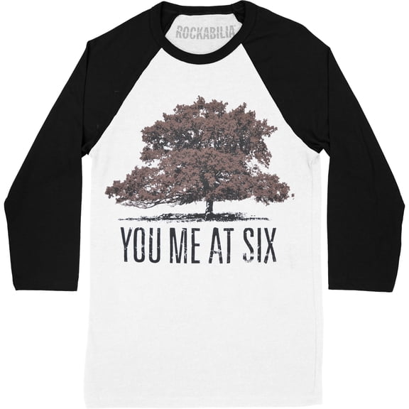 Men's You Me At Six Tree Raglan Baseball Jersey Medium Black