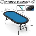thumbnail image 2 of 8 Player Oval Poker Game Table, 71" Poker Tables with Collapsible Legs, Padded Rails & Cup Holders, Portable Poker Table for Texas Holdem Poker and Blackjack, Blue, 2 of 8