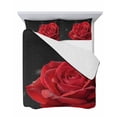thumbnail image 7 of Quilts Twin-XL Size Bedding Set, Red Rose Lightweight Quilted Comforter, Abstract Spring Flowers Vintage Black Soft Reversible Bedspread Coverlet with Pillow Covers for All Season, 68" x 98", 7 of 7