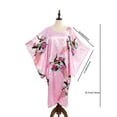 thumbnail image 3 of Asian Home Flower Peacock Satin Silk Kimono Dress, Nightgown, Dressing Gown (Pink), 3 of 4