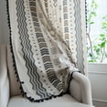 thumbnail image 3 of VOGOL Decorative Boho Curtains with Tassels, Cotton Linen Rod Pocket Brown Black Geometric Printed Window Treatment for Kitchen Bedroom, 59 x 63 Inches, 1 Panel, 3 of 7