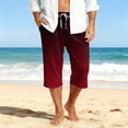 thumbnail image 3 of Mens Swim Trunks Men's Gradient Print Casual Drawstring Cropped Capri Pants Summer Swim Trunks Beach Shorts with Elastic Waist Resort Style for Vacation Spring Travel Red 2XL, 3 of 9
