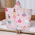 thumbnail image 5 of Pink Ballerina Princess Pattern Hooded Bath Towel，60"x35" for Ages 3 To 12 Kids, Quick Dry Lightweight Soft Microfiber Hood Beach Towel Cover Up for Kids, 5 of 7