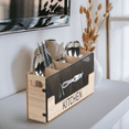 thumbnail image 5 of Kitchen Counter Utensil Holder Metal Paired with Wood Flatware Organizer 4 Compartments for Spatula Crock Cutlery,White, 5 of 6
