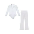 thumbnail image 3 of TiaoBug Mens Latin Tango Rumba Dance Outfit Long Sleeve Shiny Rhinestones Leotard with Flared Pants White XL, 3 of 7