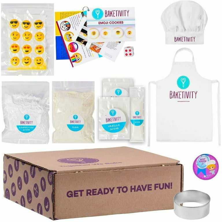 Baketivity Kids Baking Set, Meal Cooking Party Supply Kit for Teens, Real Fun Little Junior Chef Essential Kitchen Lessons