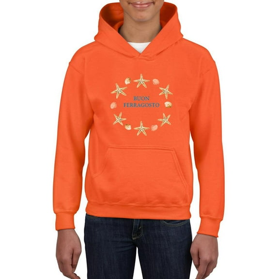 Buon Ferragosto Starfish Wreath Hoodie Juniors -Image by Shutterstock, Large