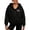 Black, variant on Womens Hoodie USA Letter Print Full Zip Up Sweatshirt Oversize Tops Long Sleeve Hooded Jacket with Pockets Solid Color Plus Size Coat Clothes