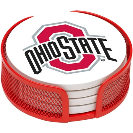Stoneware Drink Coasters Stoneware Drink Coaster Set with Holder Included, Ohio State University - Generic Brand ()