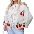 thumbnail image 1 of Cárdigan de Punto Grueso Oversize con Lazo Delantero para Mujer, Estampado de , Estilo Y2K S, 1 of 9