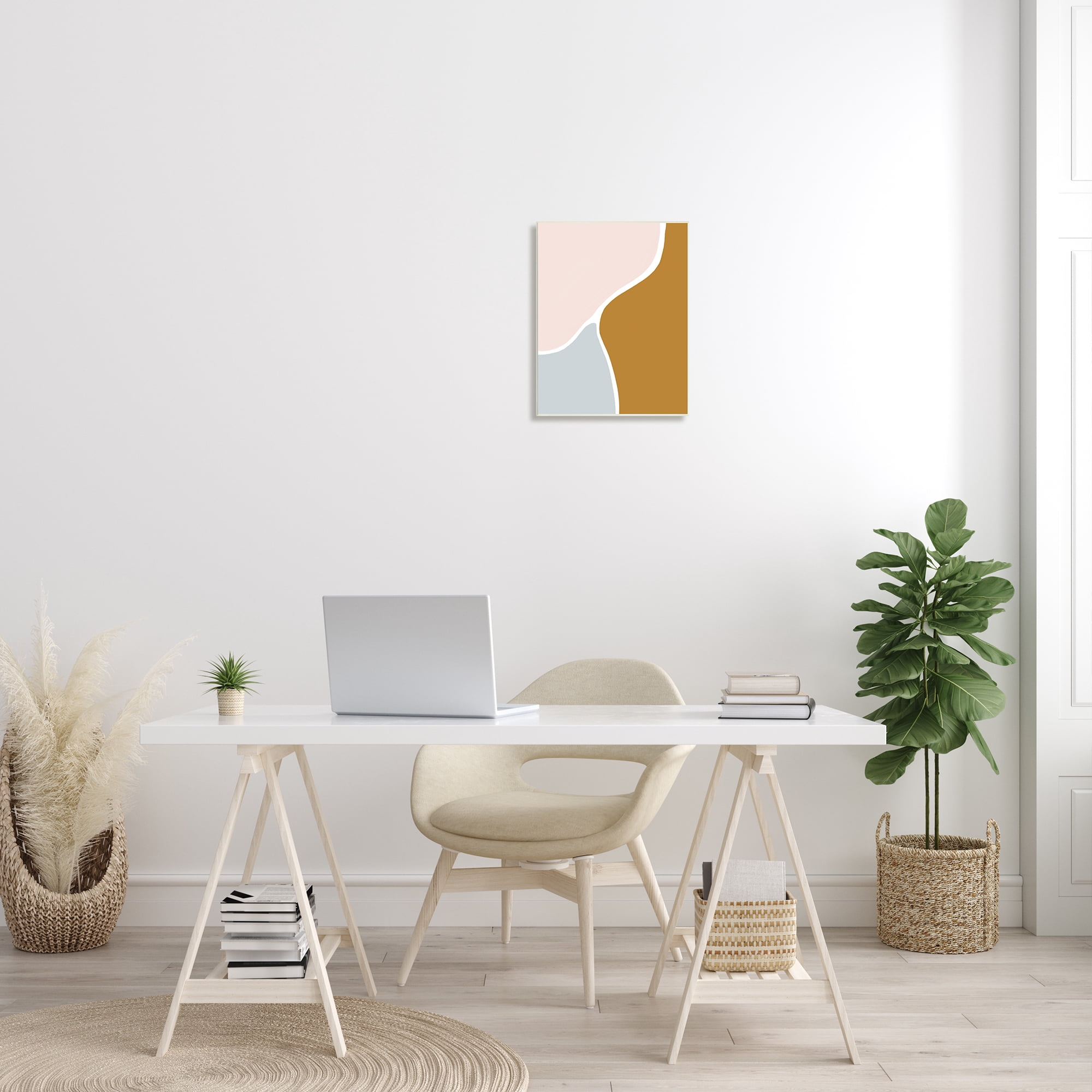 Stupell Indtries Split Path Abstraction Organic Curved Shapes Brown Grey,13 x 19,Design by Lea Straatsma