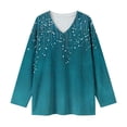 thumbnail image 6 of Womens V Neck Long Sleeve Tops Plus Size Printed Casual Blouses Soft Comfortable Shirts Summer Fall Tops Loose Fit Pullover Tops Daily Wear Outfits Tops, 6 of 7