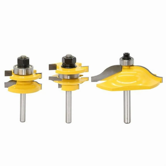 3pcs 1/4" Shank Rail Stile Router Bits Raised Panel Cabinet Door Knife Wood Mill