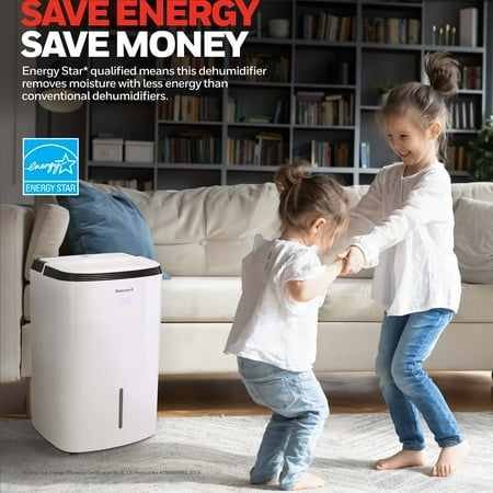 Honeywell - Smart WiFi Energy Star Dehumidifier for Basements & Rooms Up to 3000 Sq.Ft. with Alexa Voice Control & Anti-Spill Design - White