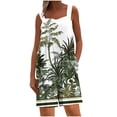 thumbnail image 2 of Women Summer Jumpsuit​ Fashion Relaxed Fit Printed Sleeveless Shorts, Button Front with Pockets for a Fun, Playful Style Green L, 2 of 5