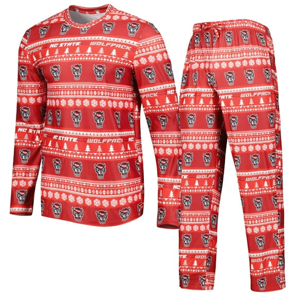 Men's Concepts Sport Red NC State Wolfpack Swivel Long Sleeve Top & Pants Sleep Set