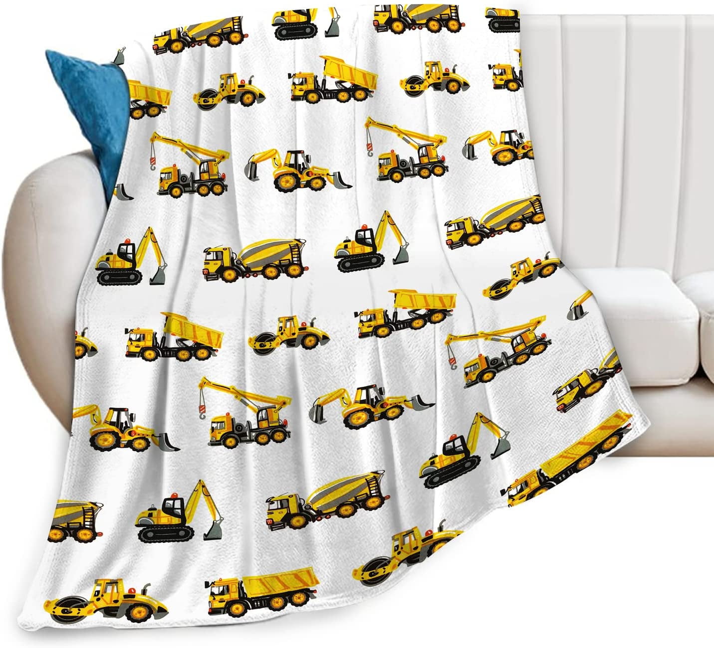 Construction Trucks Blanket for Boys Kids Gifts Construction Machines