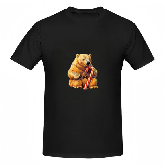 Signetis Unisex Festive Bear - Holiday Fun Graphic Tee, Black, Short Sleeve