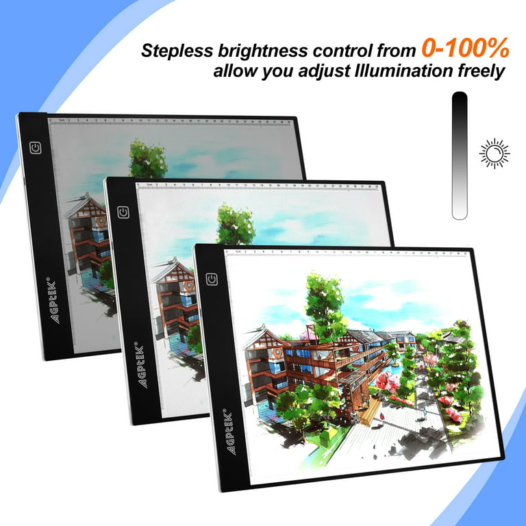 Agptek New A4 LED Artcraft Tracing Light Pad Extra Large Active Area Ultra-Thin Stepless Brightness Control Tatoo Pad Animation, Sketching