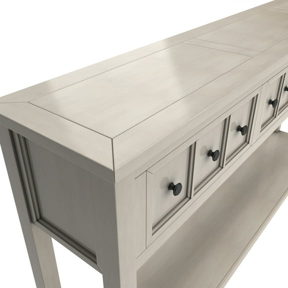 Rustic Entryway Console Table, 60" Long Sofa Table with two Different Size Drawers and Bottom Shelf for Storage (Gray Wash)