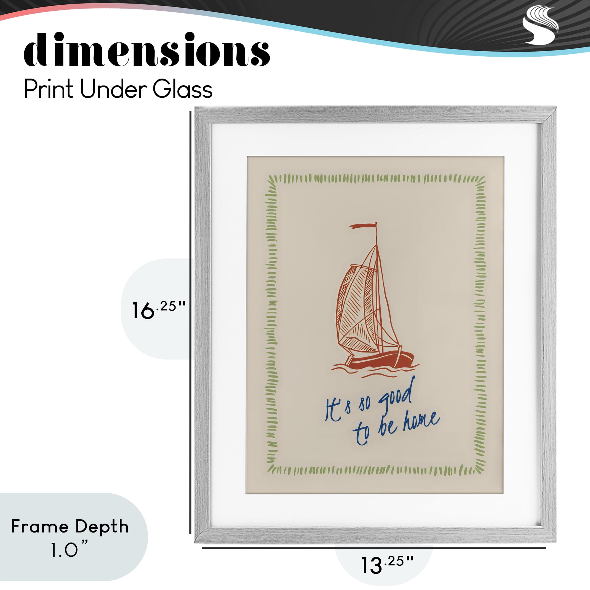 Stupell Industries Good To Be Home Sailboat Gray Framed Print Under Glass, design by The Prints Vibe
