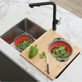 thumbnail image 3 of Azuni 18" x 16" Kitchen Sink Bamboo Cutting Board with Colander and Bowl Set A907, 3 of 10