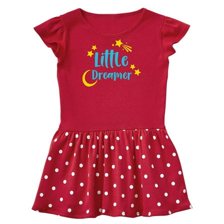 

Inktastic Little Dreamer Moon Shooting Star - Blue Yellow Gift Toddler Girl Dress