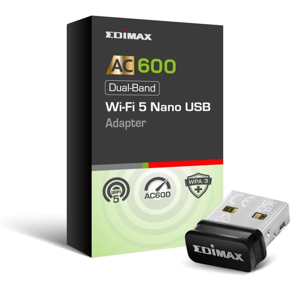 EW-7811ULC Edimax Wi-Fi 5 802.11ac Nano AC600 Dual-Band (2.4Ghz / 5Ghz) for PC USB Nano Dongle Windows Mac OS Linux