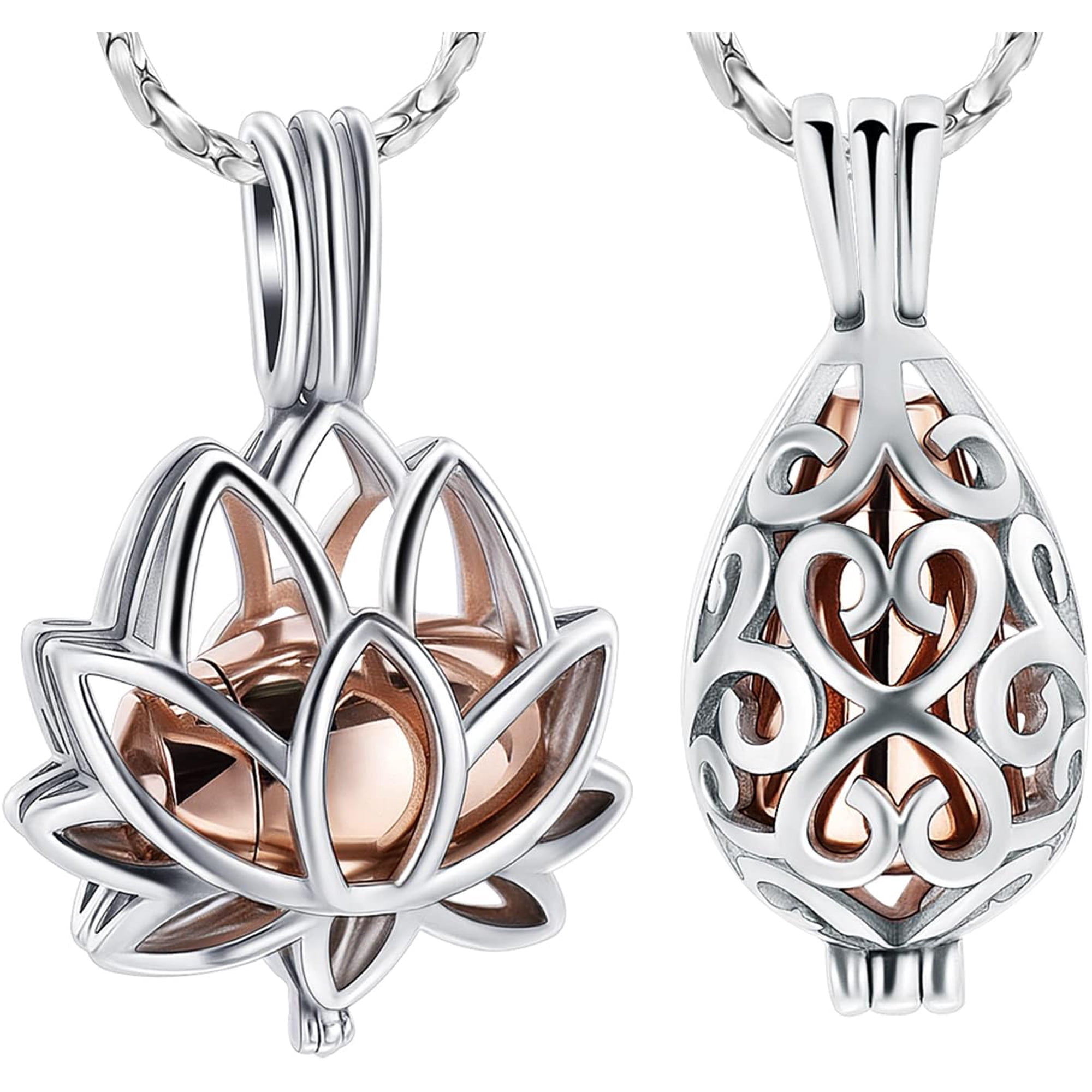 Cremation Jewelry for Ashes - Lotus Flower Ashes Pendant Necklace with Mini Keepsake Urn Memorial Women's Lockets Ash Jewelry