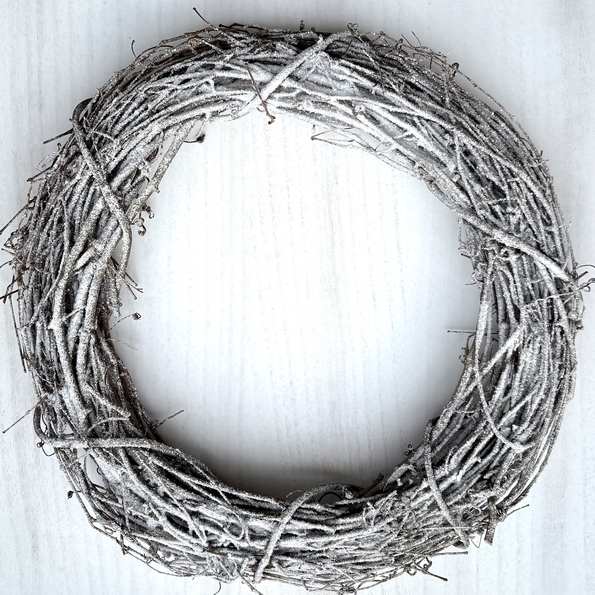 Kraft Lane: 18" Flocked Grapevine Wreath - Snow - DIY Craft Projects, Handcrafted, In-Outdoor Decoration, Behr Paint, Seasonal-Holiday-Event-Home